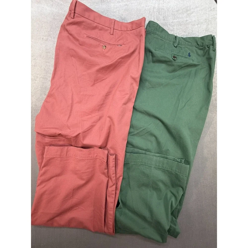 Lot of 2 Polo Ralph Lauren Stretch Classic Fit Dress Pants 52 X 32 BIG Red Green